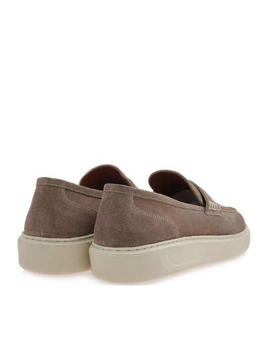 Suede Men's Moccasins in Beige Colour