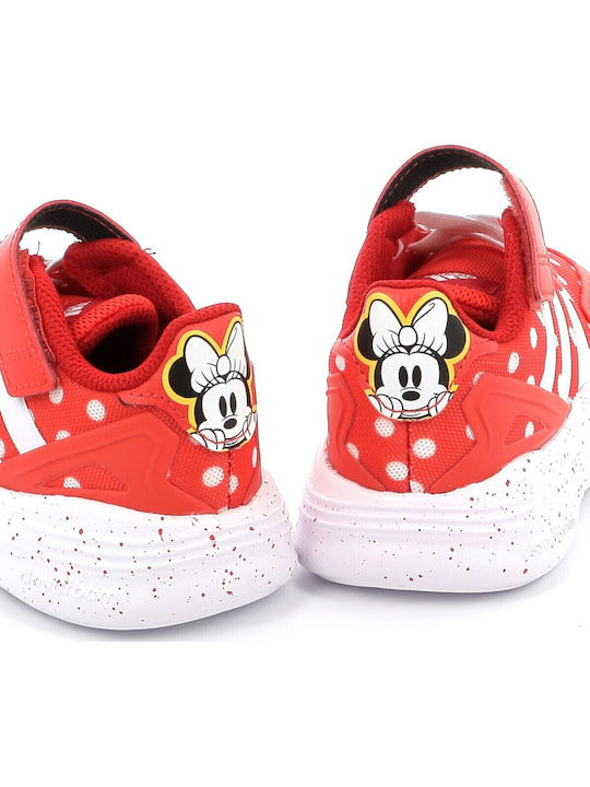 Nebzed x Disney Minnie Mouse Kids Sports Shoes with Hoop & Loop Closure Bright Red Cloud White Better Scarlet