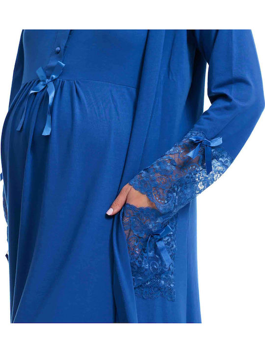 Mdl Mdl Umstandsnachtwäsche & Pyjamas Blau Nachthemd Für Schwangerschaft & Stillen Mdl Mdl Umstandsnachtwäsche & Pyjamas Blau Nachthemd Für Schwangerschaft & Stillen