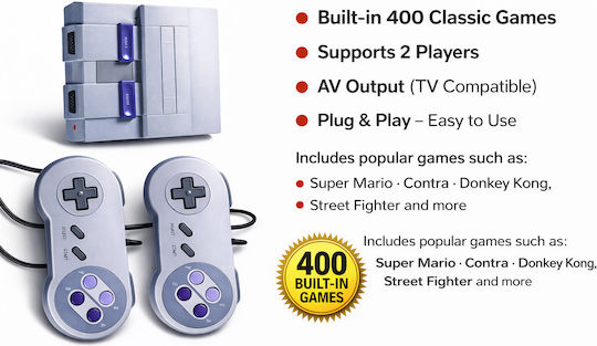 Mini Game Console Sfc 400 Ηλεκτρονική Παιδική Ρετρό Κονσόλα