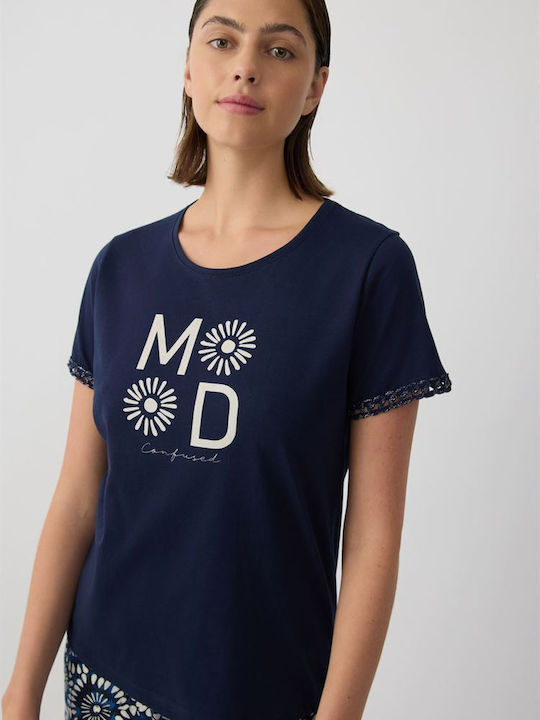 Minerva Summer Women's Cotton Pyjama Set Marine Boheme