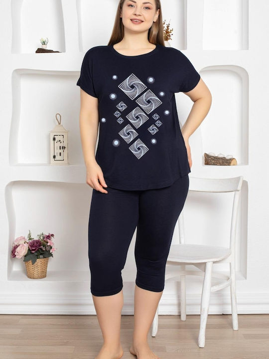 Esthisis Καλοκαιρινό Γυναικείο Σετ Πιτζάμας Blue Black