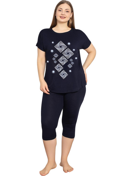 Esthisis Καλοκαιρινό Γυναικείο Σετ Πιτζάμας Blue Black