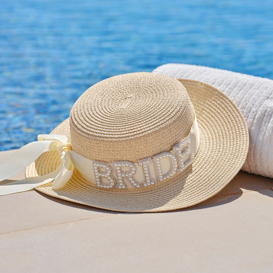 Καπελο Ψαθινο Bride Περλες & Στρας