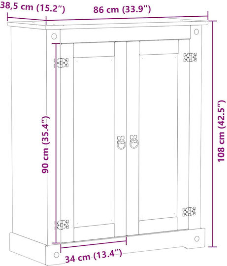 Schuhorganisator aus Massivholz 86x38,5x108cm