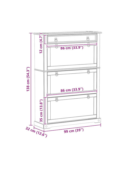Shoe Organizer Made of Solid Wood 99x32x144.5cm