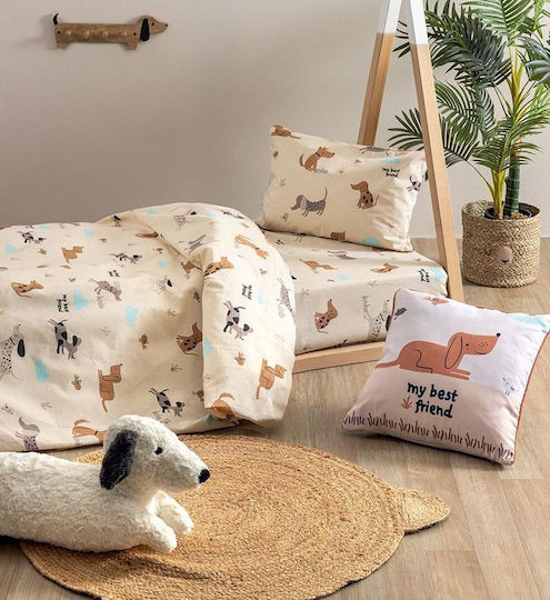 Palamaiki Kinderbettlaken Set Baumwolle Mk783 Beige 170x260cm 3 Stück