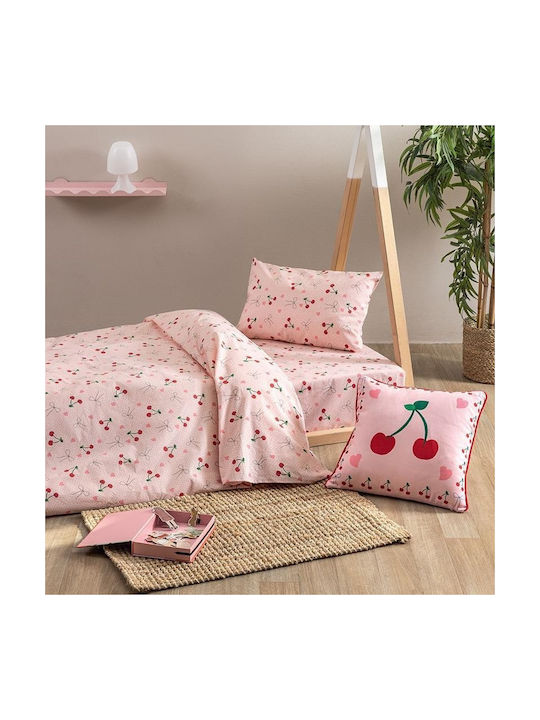 Palamaiki Σετ Σεντόνια Μονά Βαμβακερά Mk778 Ροζ 170x260cm 3τμχ