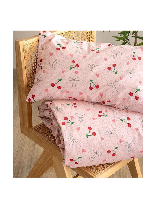 Palamaiki Σετ Σεντόνια Μονά Βαμβακερά Mk778 Ροζ 170x260cm 3τμχ