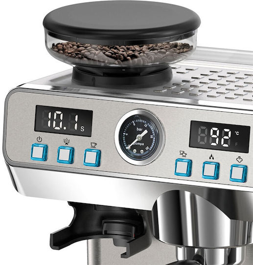Rohnson Automatische Espressomaschine 1350W Druck 20bar mit Mahlwerk Silber R-98150