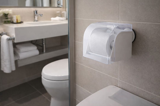 KMT Style Wall Mounted Plastic Paper Holder with Suction Cup Transparent