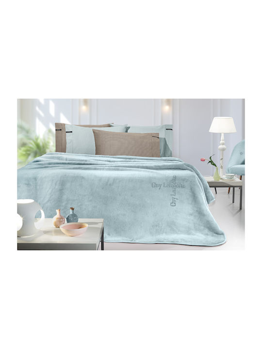 Guy Laroche Logo Velvet Blanket Double 220x240cm Indigo