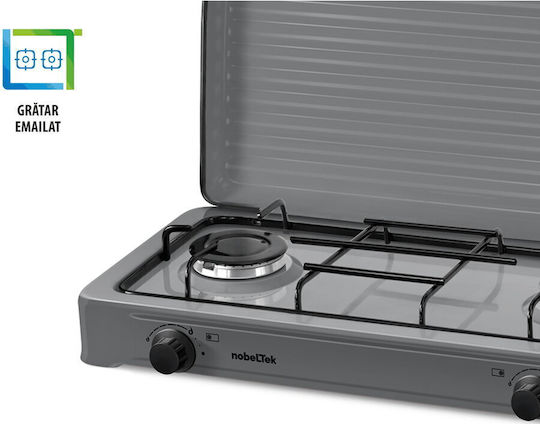 Silver Liquid Gas Countertop Double Burner Gray