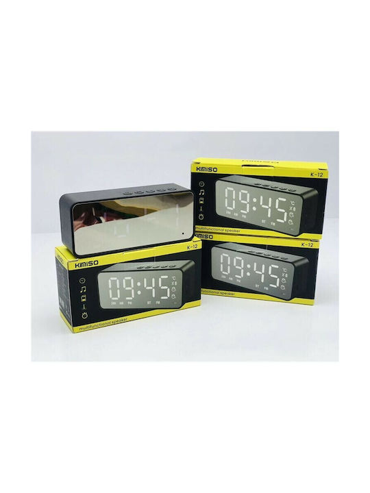 Kimiso Tabletop Digital Clock with Alarm & Radio Black K-12