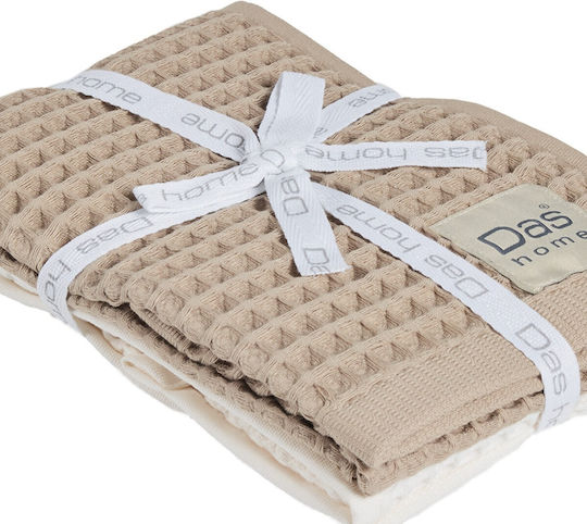 Das Home 0800 Geschirrtuch aus 100% Baumwolle in Beige Farbe 40x60cm 2Stück