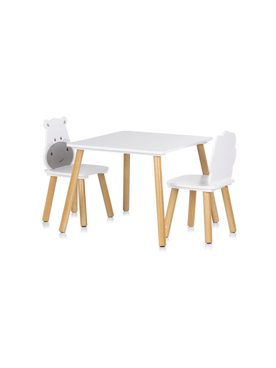 Kids Table Set with White Wooden Chairs Chipolino