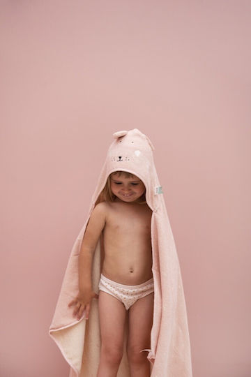 Trixie Baby-Badetuch mit Kapuzen Mrs Rabbit Rosa 70x130cm
