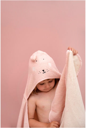 Trixie Baby-Badetuch mit Kapuzen Mrs Rabbit Rosa 70x130cm