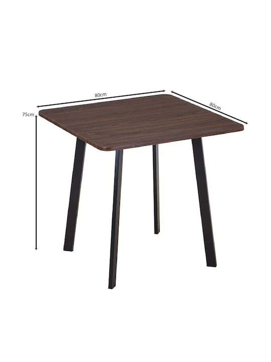 Τραπέζι Κουζίνας Ξύλινο Καρυδί/μαύρο 80x80x75εκ.