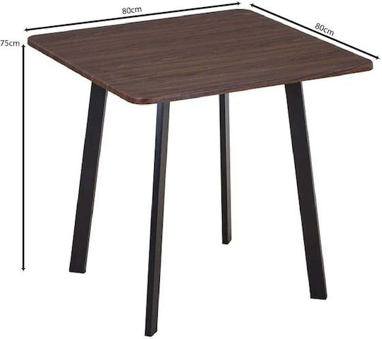 Κουζίνας Καρυδί/μαύρο 80x80x75εκ.