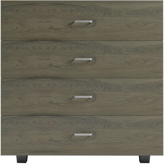 Wooden Bedroom Chest of Drawers with 4 Drawers Dark Olive 80x40x83cm