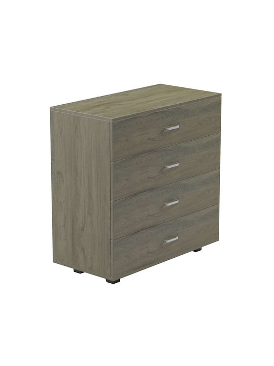 Wooden Bedroom Chest of Drawers with 4 Drawers Dark Olive 80x40x83cm