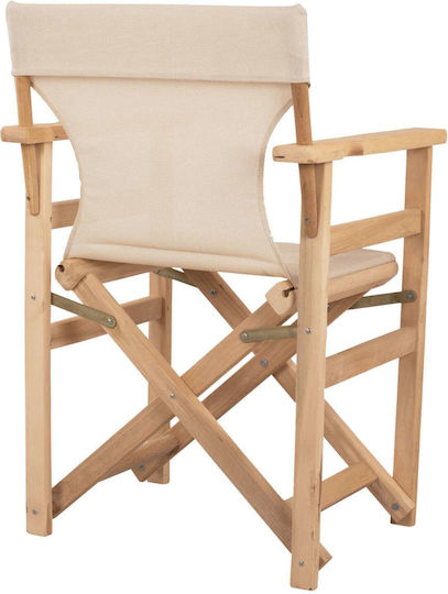 Wooden Director Chair with Cushion Εκρού 57x54x88.5cm