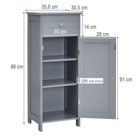 Costway Bathroom Cabinet L35xW30xH87cm Gray