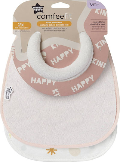 Tommee Tippee Σαλιάρα Υφασμάτινη με Αυτοκόλλητο Ροζ για 0 m+ 2τμχ