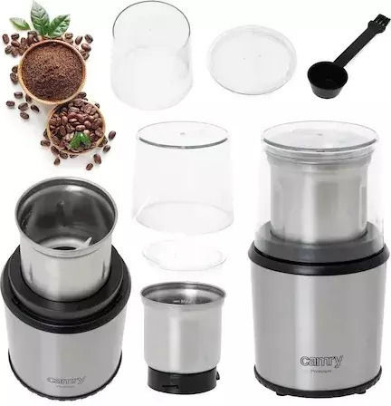 Camry CR 4444 Râșniță Electrică de Cafea 400W cu Capacitatea de Măcinare a Boabelor 75gr Argintie