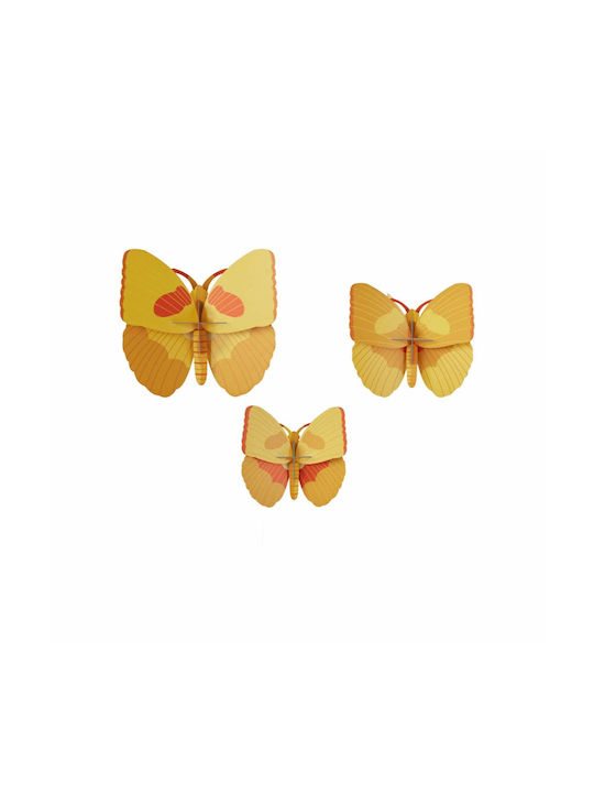 Studio Roof Διακοσμητικό Τοίχου Yellow Butterflies Σετ 3τμχ Ttm197