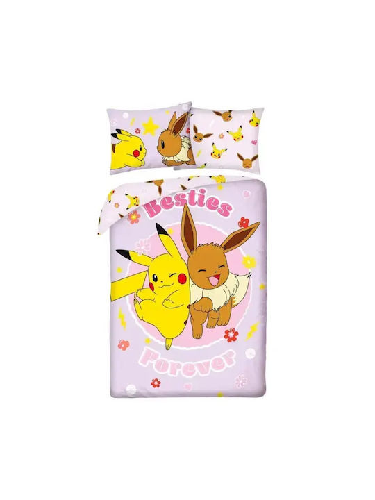 Halantex Pokemon Set Kids Single Duvet Cover With Pillowcase Pink 140x200cm
