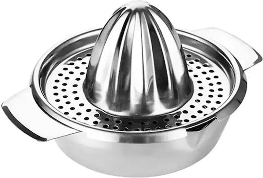 XM-Casa Klassische Saftpresse Zitrone mit Behälter aus Edelstahl in Silber Farbe