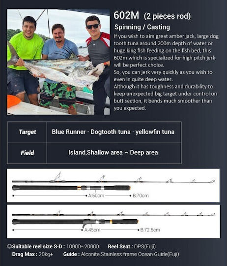 Noeby Infinite A7 Fishing Rod for Jigging 1.83m 200-500gr