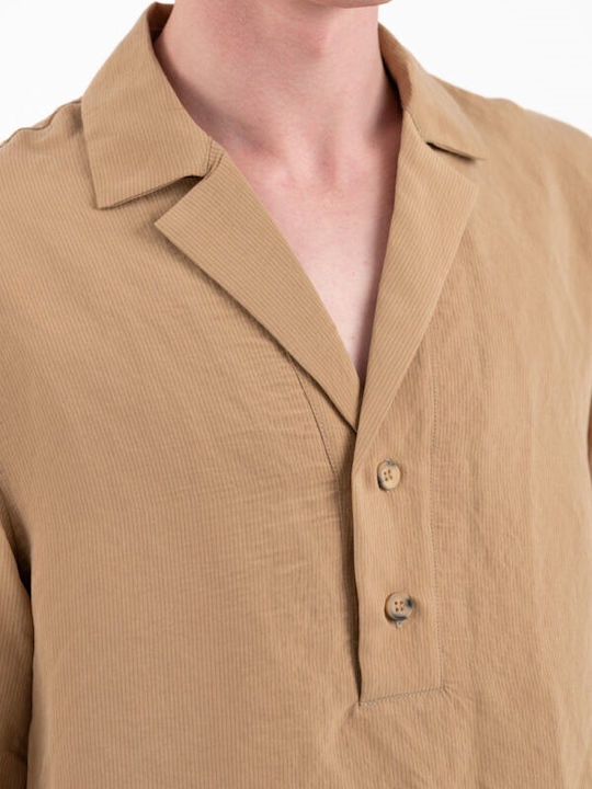 Men's Long Sleeve Overshirt Beige