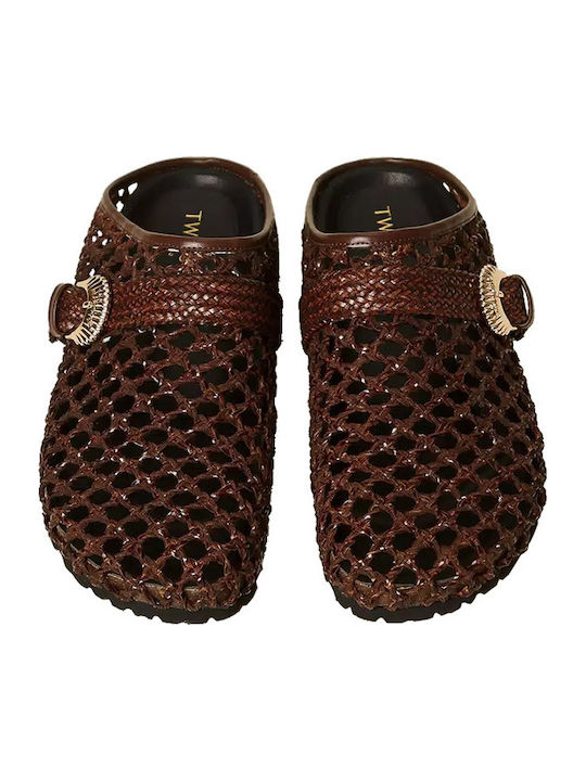 Flat Mules σε Καφέ Χρώμα