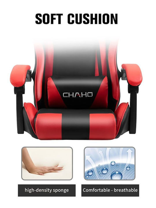 DreamHouse YT089 Καρέκλα Gaming Δερματίνης με RGB Φωτισμό Μαύρο-Κόκκινο