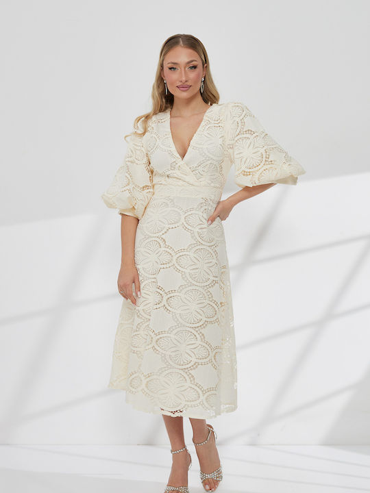 RichgirlBoudoir Summer Midi Dress for Wedding / Christening with Beige Lace 60472_011 | Skroutz.mt RichgirlBoudoir Summer Midi Dress for Wedding / Christening with Beige Lace 60472_011 | Skroutz.mt