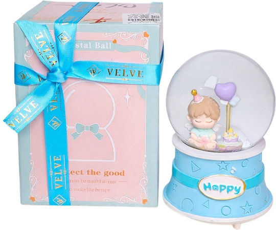 Glob Muzical Luminos Înger Tort Albastru Pastel Decor În Cutie Cadou Elegantă
