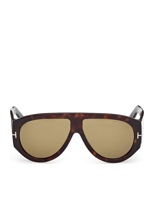 Tom Ford Unisex Γυαλιά Ηλίου με Καφέ Ταρταρούγα Κοκκάλινο Σκελετό και Καφέ Ντεγκραντέ Φακό FT1044 52