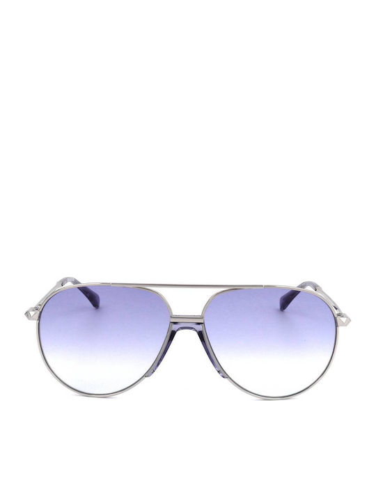 Zadig & Voltaire Men's Sunglasses with Silver Metal Frame and Blue Gradient Lens