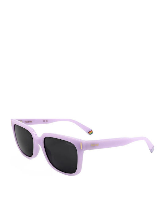 Polaroid Unisex Sunglasses with Purple Plastic Frame and Gray Polarized Lens PLD6191/S 789/M9