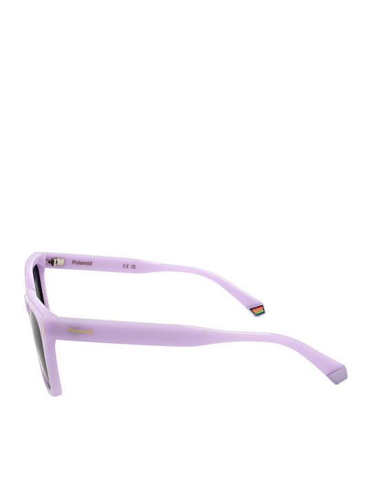 Polaroid Unisex Sunglasses with Purple Plastic Frame and Gray Polarized Lens PLD6191/S 789/M9
