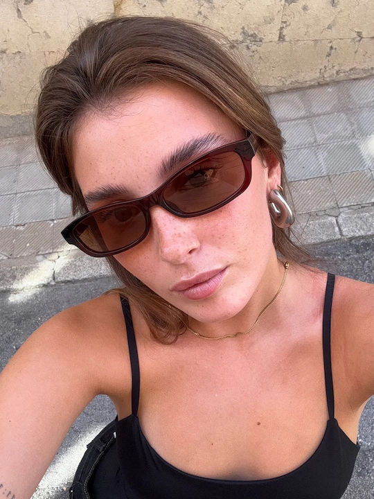 Meller Unisex Γυαλιά Ηλίου με Κόκκινο Κοκκάλινο Σκελετό και Κόκκινο Φακό AMR-MAROONGBROWN