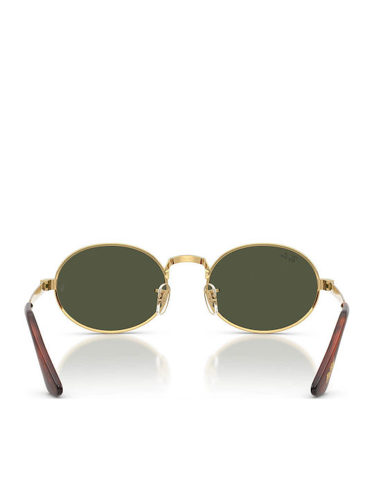 Ray Ban Unisex Sunglasses With Gold Metallic Frame And Green Lens