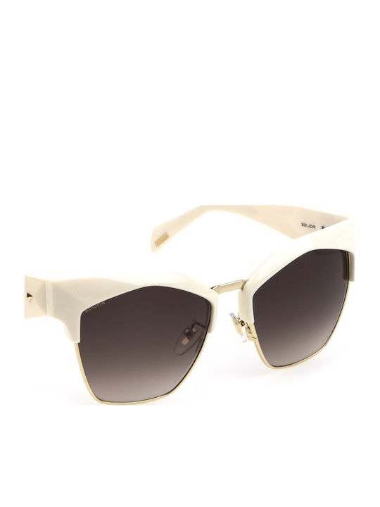 Police Women's Sunglasses with Beige Metallic Frame and Beige Lens SPLN59 09ZQ