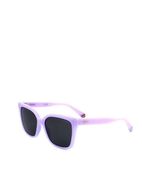 Polaroid Women's Sunglasses with Purple Plastic Frame and Gray Polarized Lens PLD6192/S 789/M9
