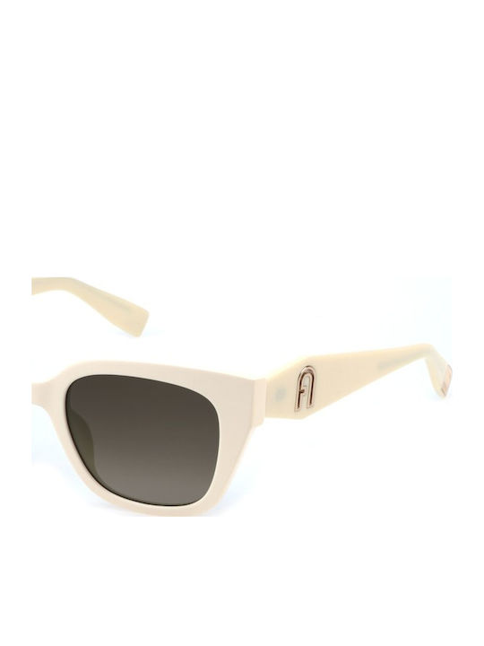 Furla Women's Sunglasses with Beige Plastic Frame and Brown Gradient Lens sfu812 06y1