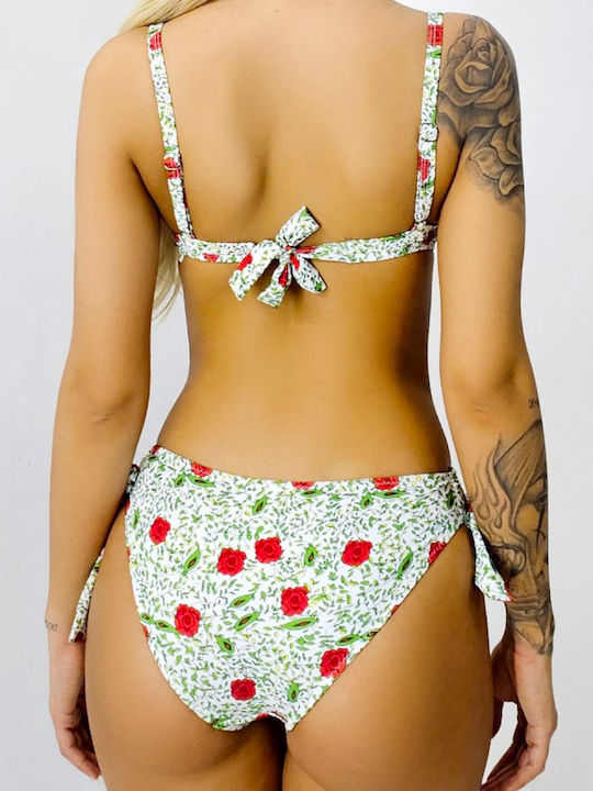 Set Bikini Floral Verde/Roșu