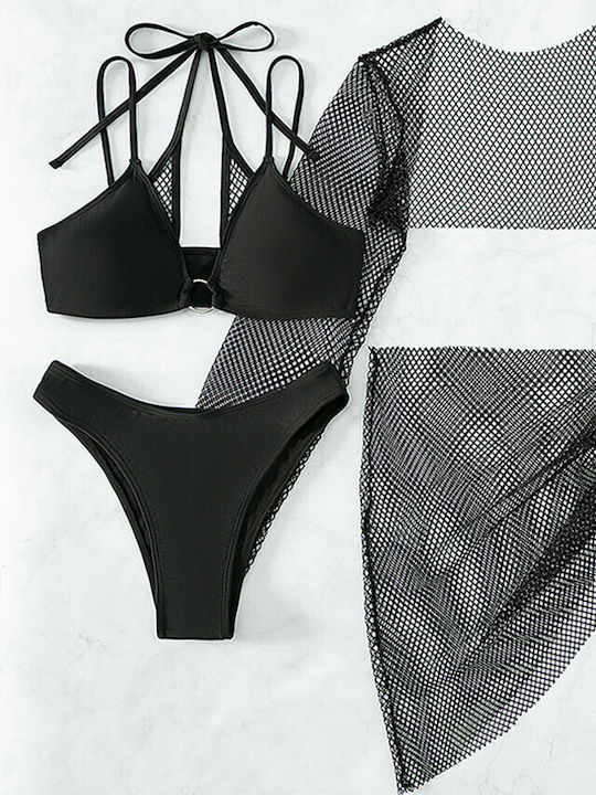 Set Bikini 3 Τεμαχίων Τριγωνάκι & Brazil Μαύρο